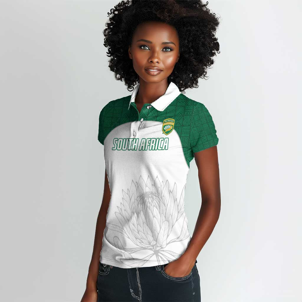Custom Afro South Africa Cricket Women Polo Shirt Go Proteas - African Pattern