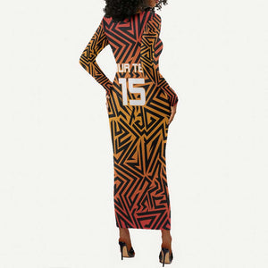 Custom Afro South Africa Cricket Long Sleeve Bodycon Dress Eastern Cape - Go Sunrisers LT15