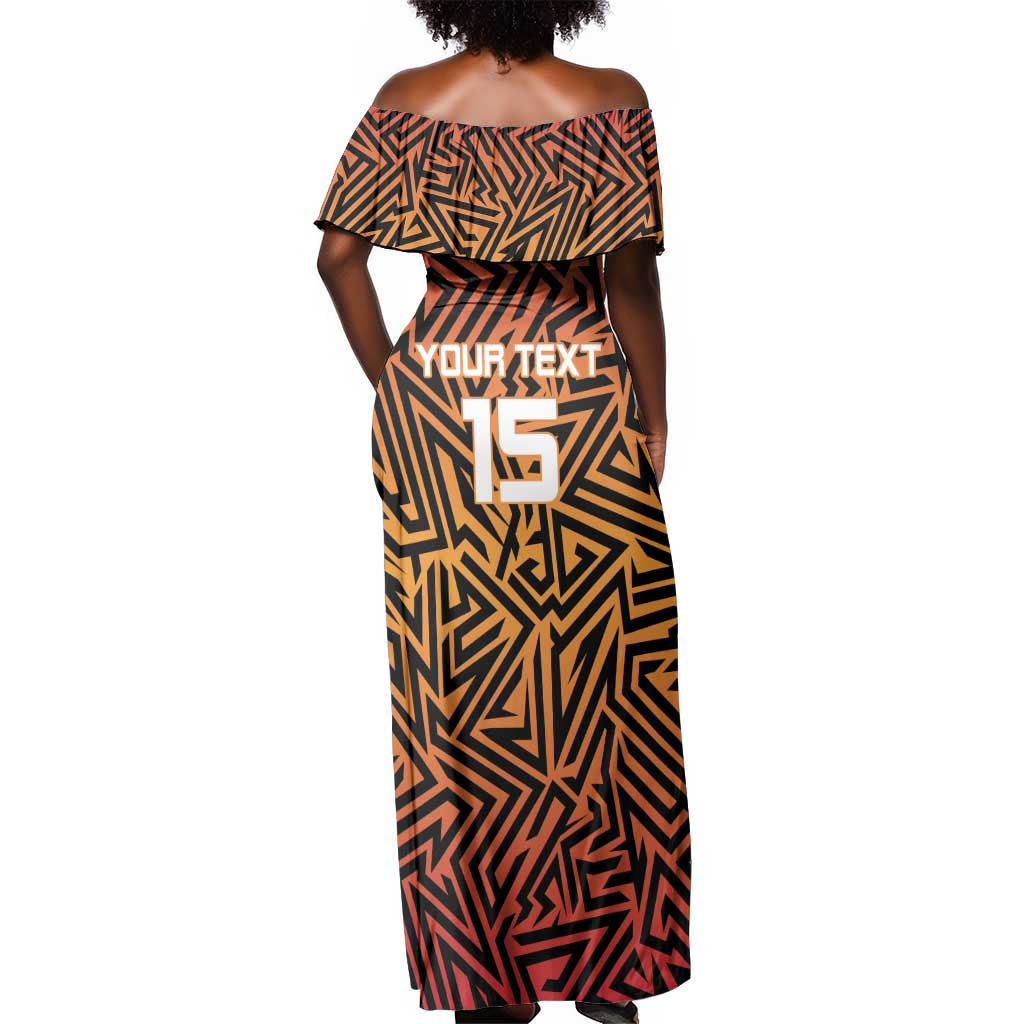 Custom Afro South Africa Cricket Off Shoulder Maxi Dress Eastern Cape - Go Sunrisers