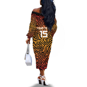 Custom Afro South Africa Cricket Off The Shoulder Long Sleeve Dress Eastern Cape - Go Sunrisers