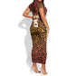 Custom Afro South Africa Cricket Short Sleeve Bodycon Dress Eastern Cape - Go Sunrisers LT15