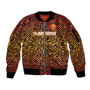 Custom Afro South Africa Cricket Sleeve Zip Bomber Jacket Eastern Cape - Go Sunrisers