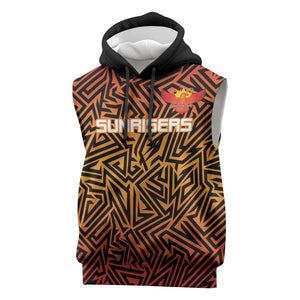 Custom Afro South Africa Cricket Sleeveless Hoodie Eastern Cape - Go Sunrisers - African Pride