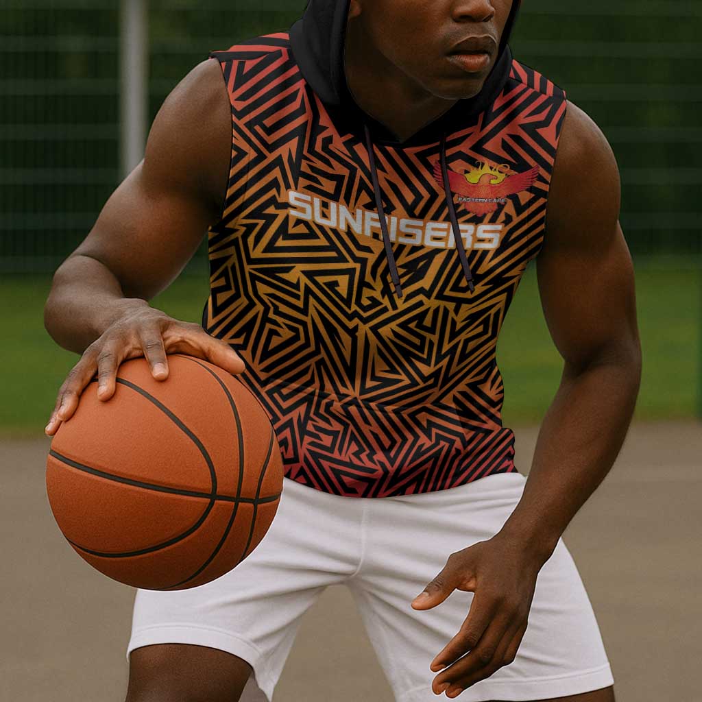 Custom Afro South Africa Cricket Sleeveless Hoodie Eastern Cape - Go Sunrisers - African Pride