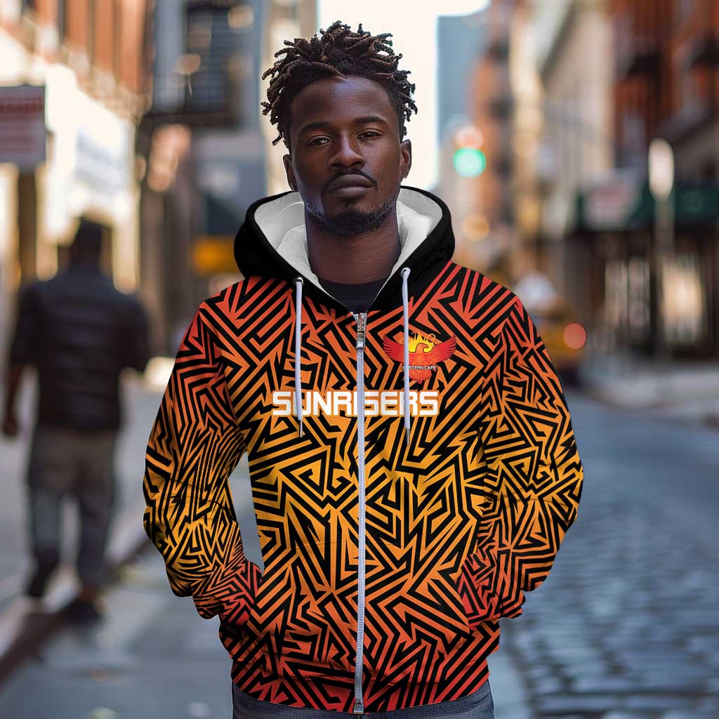 Custom Afro South Africa Cricket Zip Hoodie Eastern Cape - Go Sunrisers