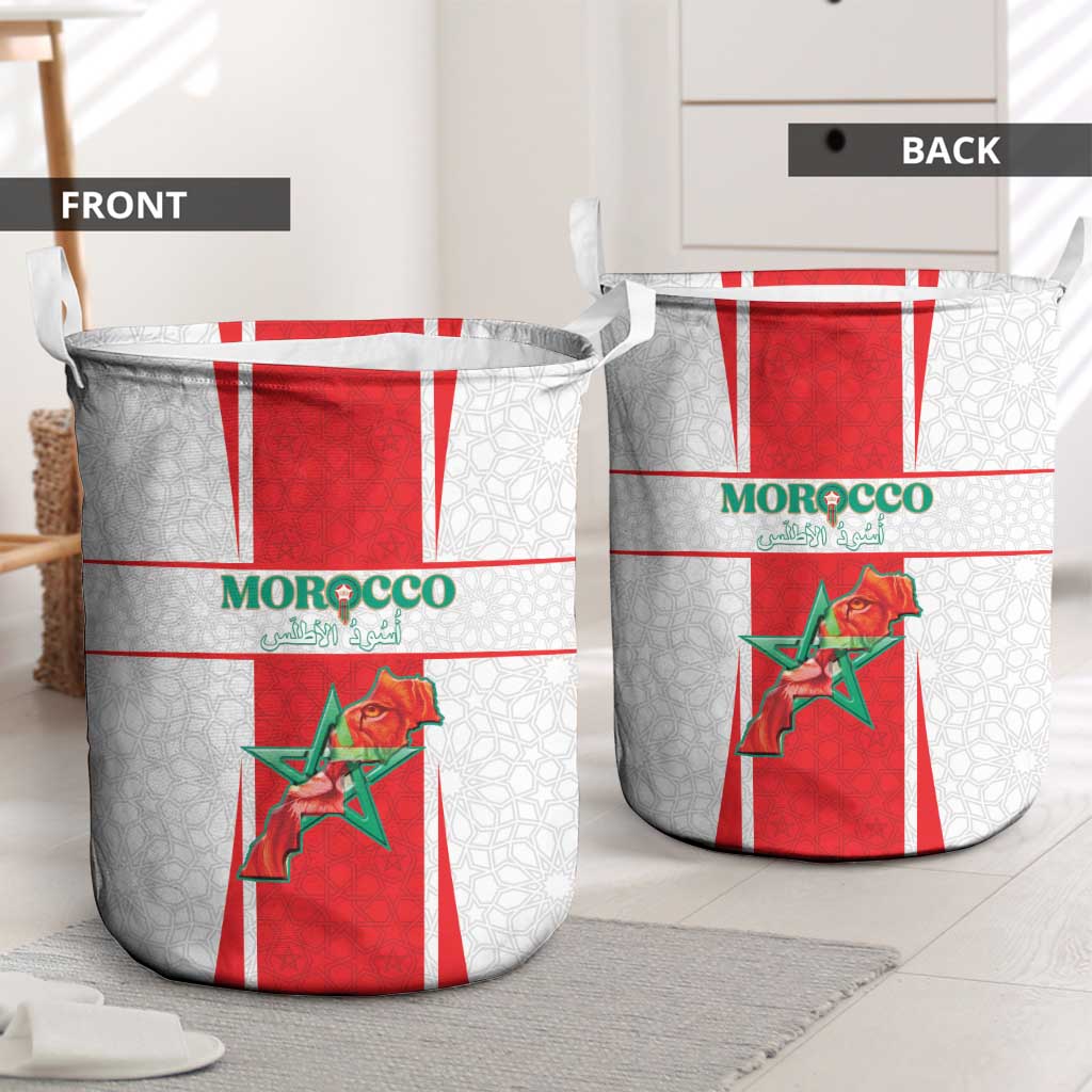 Morocco Football Laundry Basket Atlas Lions Champions 2025 - White - African Pride