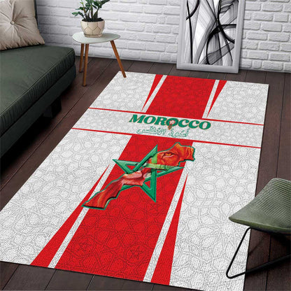 Morocco Football Area Rug Atlas Lions Champions 2025 - White - African Pride