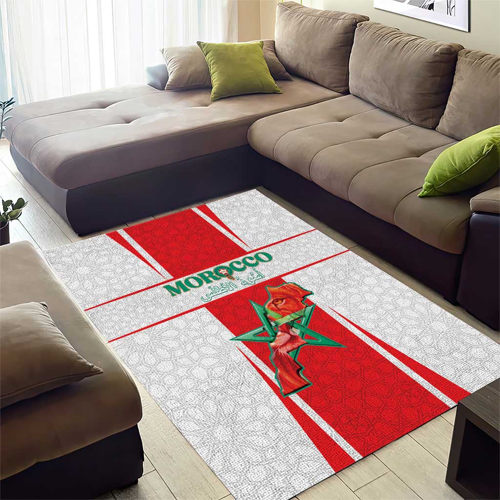 Morocco Football Area Rug Atlas Lions Champions 2025 - White - African Pride