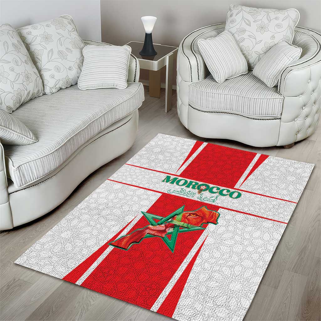 Morocco Football Area Rug Atlas Lions Champions 2025 - White - African Pride