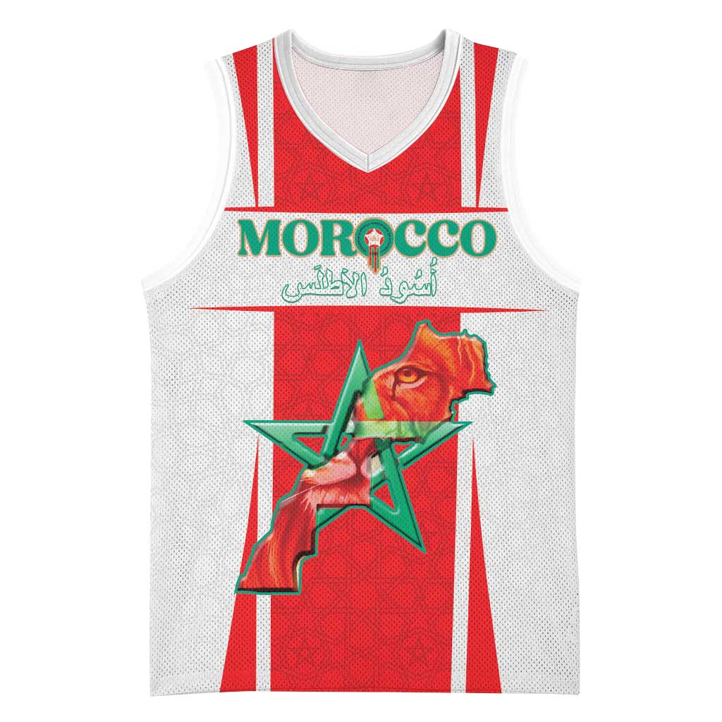 Morocco Football Custom Basketball Jersey Atlas Lions Champions 2025 - White - African Pride