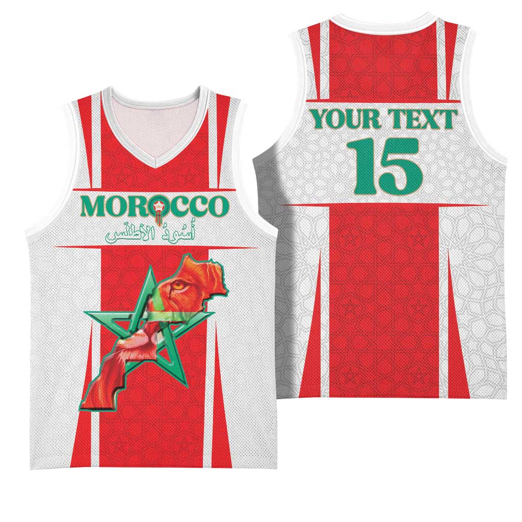 Morocco Football Custom Basketball Jersey Atlas Lions Champions 2025 - White - African Pride