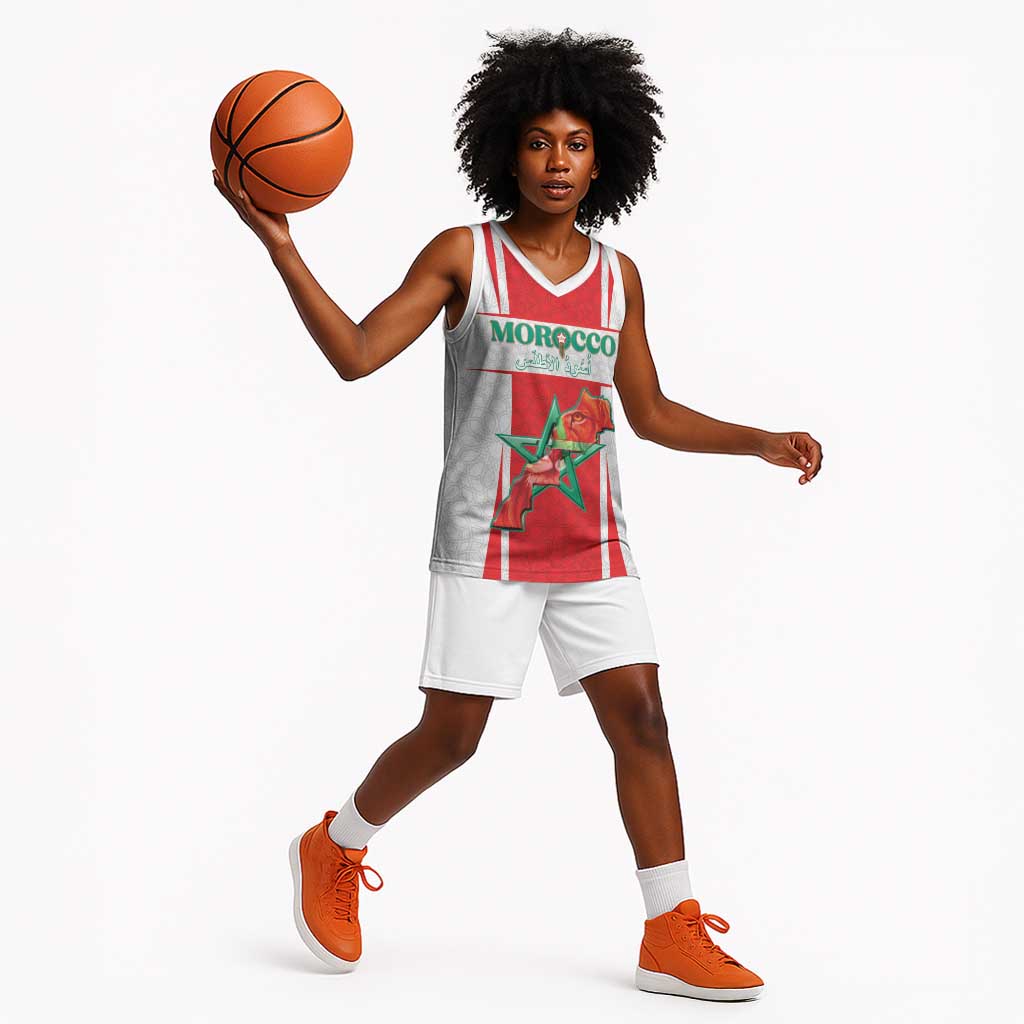 Morocco Football Custom Basketball Jersey Atlas Lions Champions 2025 - White - African Pride