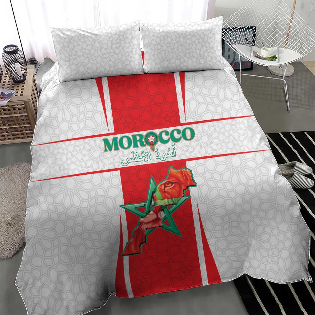 Morocco Football Bedding Set Atlas Lions Champions 2025 - White - African Pride