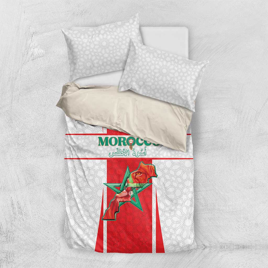 Morocco Football Bedding Set Atlas Lions Champions 2025 - White - African Pride