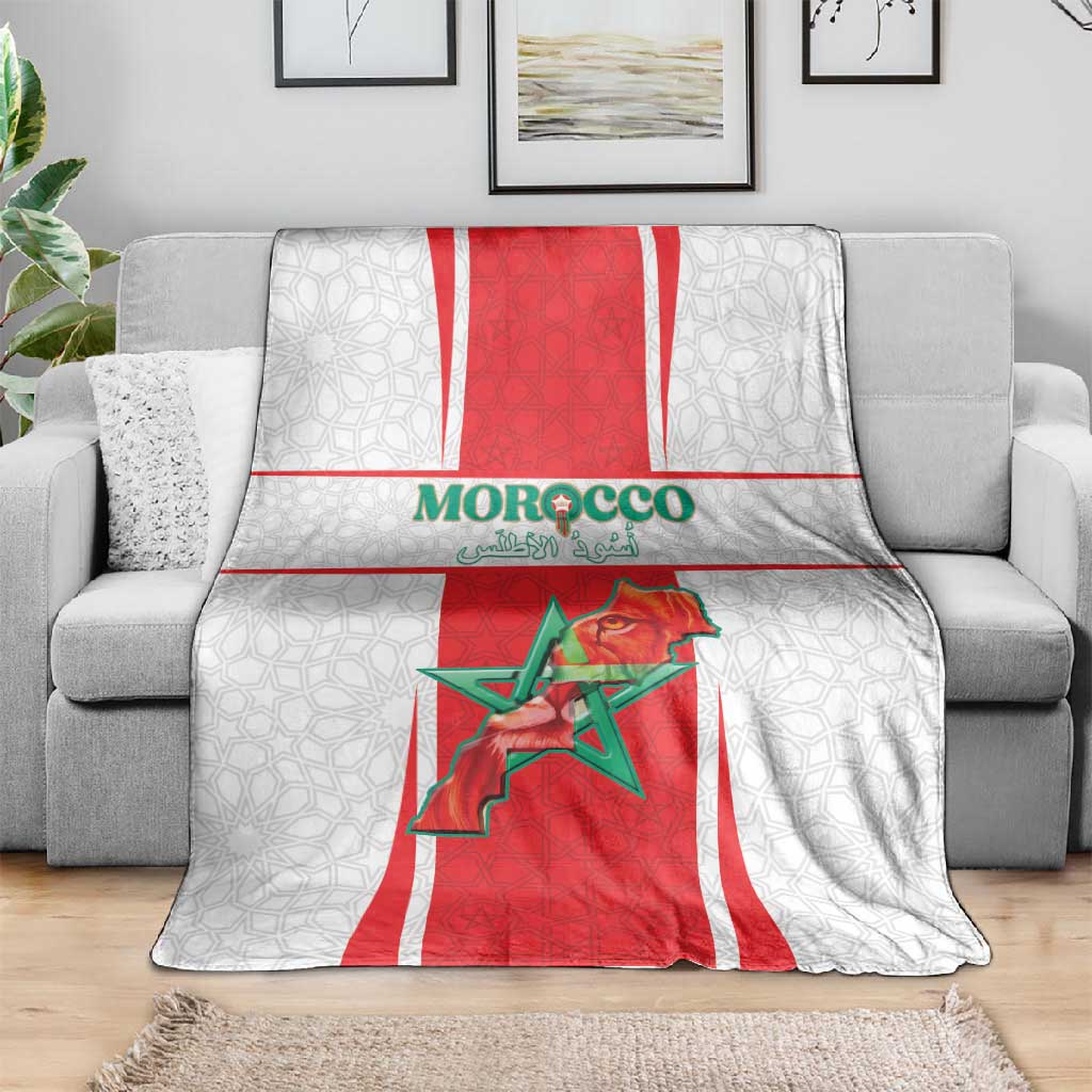 Morocco Football Blanket Atlas Lions Champions 2025 - White - African Pride