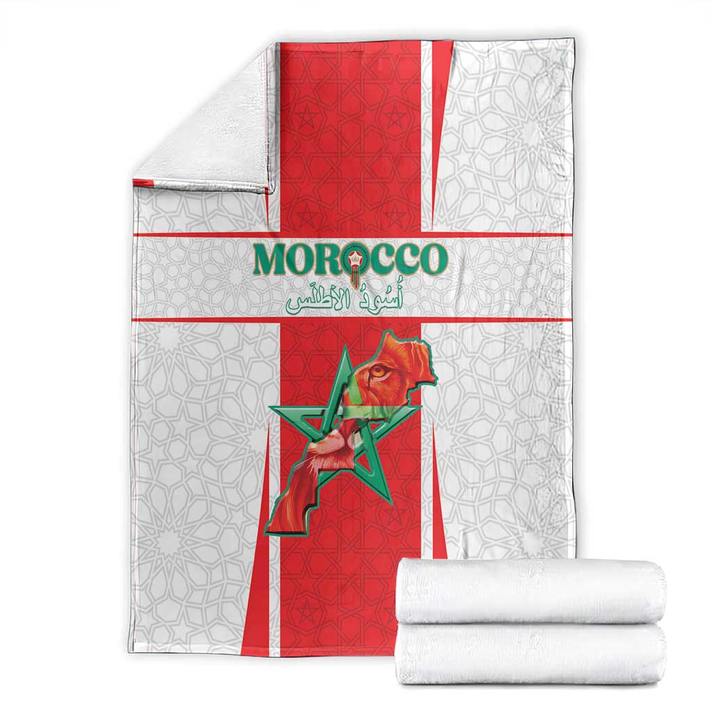 Morocco Football Blanket Atlas Lions Champions 2025 - White - African Pride