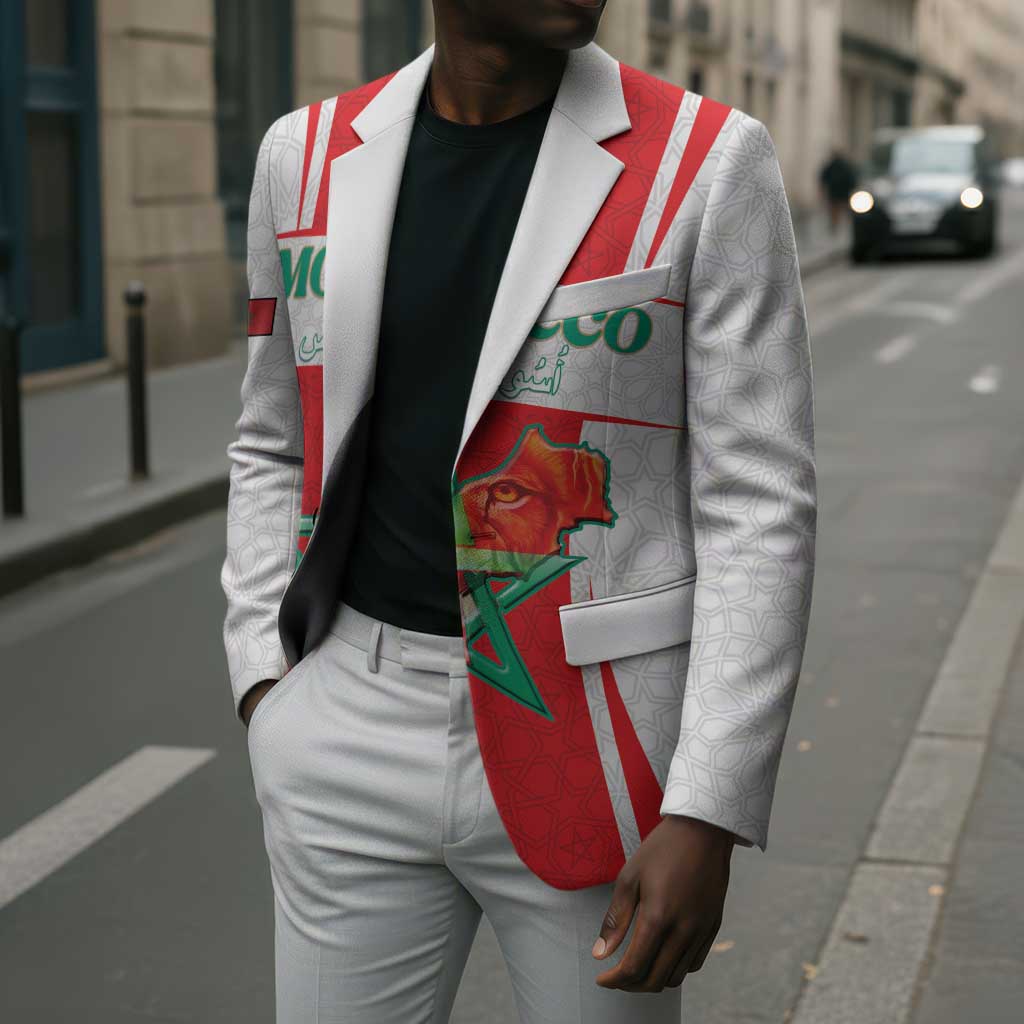 Custom Morocco Football Blazer Go Champions Atlas Lions - White