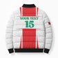 Custom Morocco Football Bomber Puffer Jacket Go Champions Atlas Lions - White