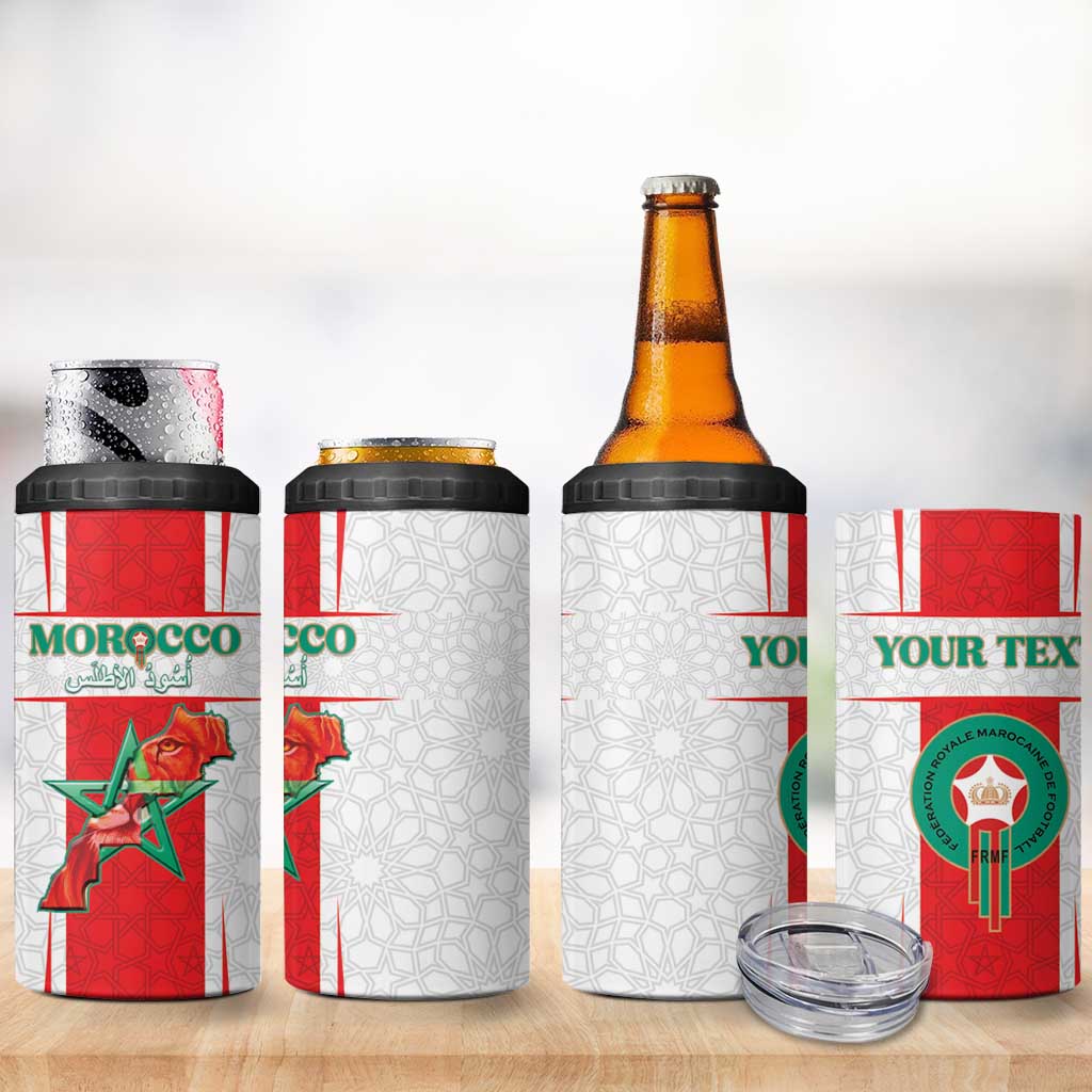 Morocco Football Custom 4 in 1 Can Cooler Tumbler Atlas Lions Champions 2025 - White - African Pride