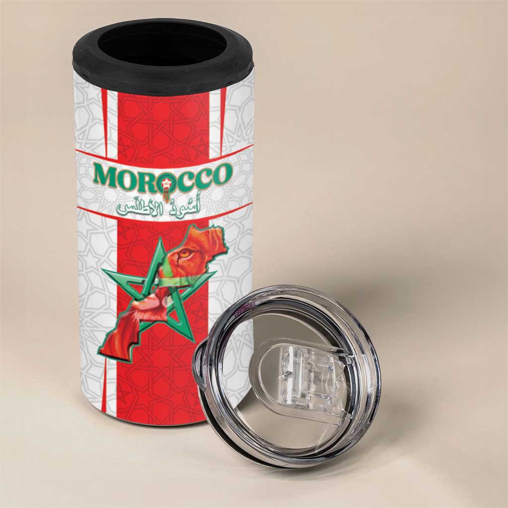 Morocco Football Custom 4 in 1 Can Cooler Tumbler Atlas Lions Champions 2025 - White - African Pride