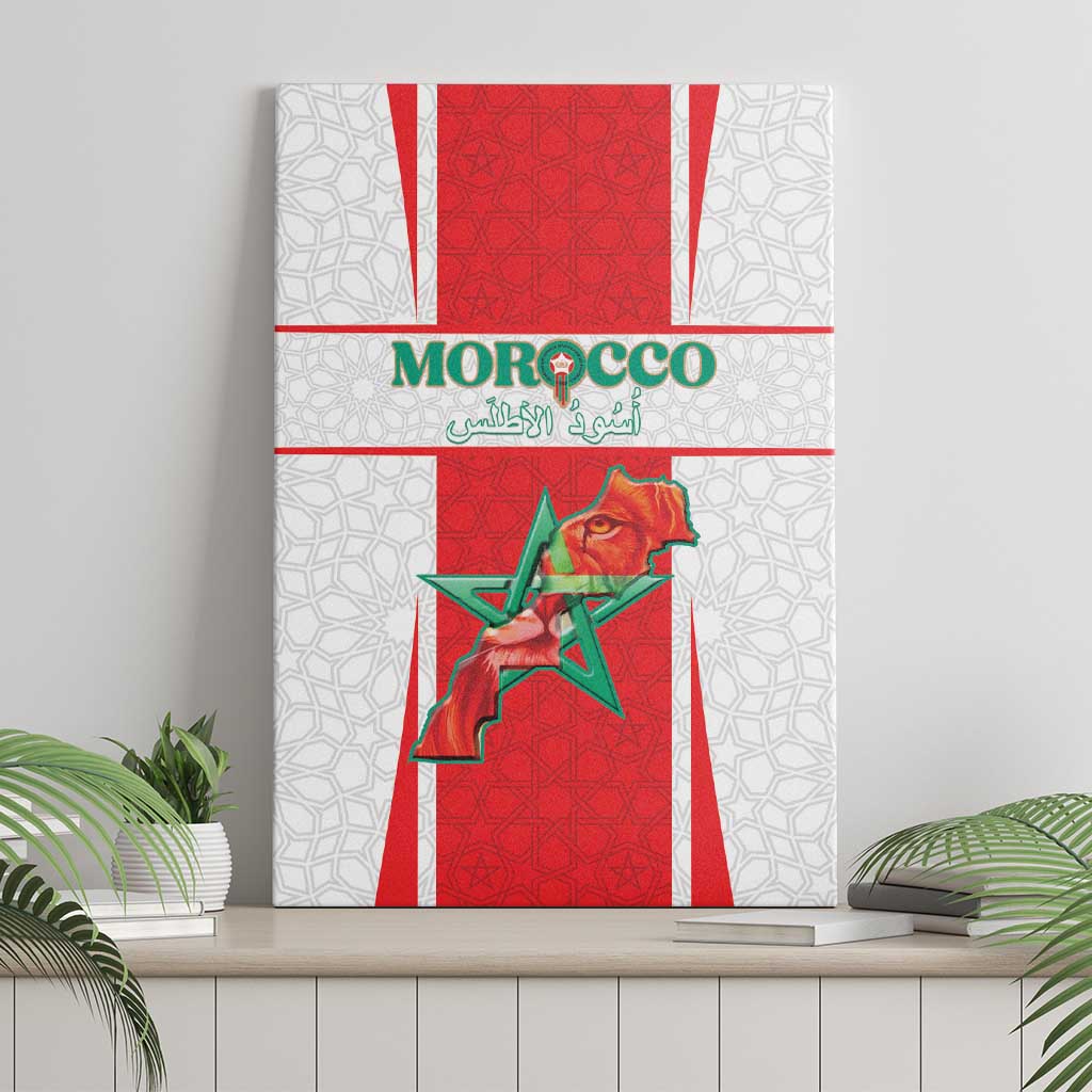 Morocco Football Canvas Wall Art Atlas Lions Champions 2025 - White - African Pride