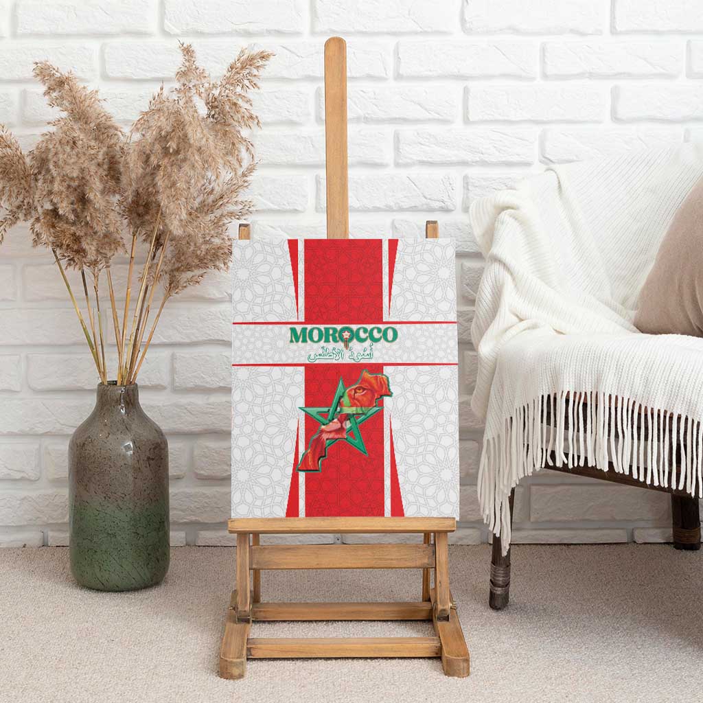Morocco Football Canvas Wall Art Atlas Lions Champions 2025 - White - African Pride