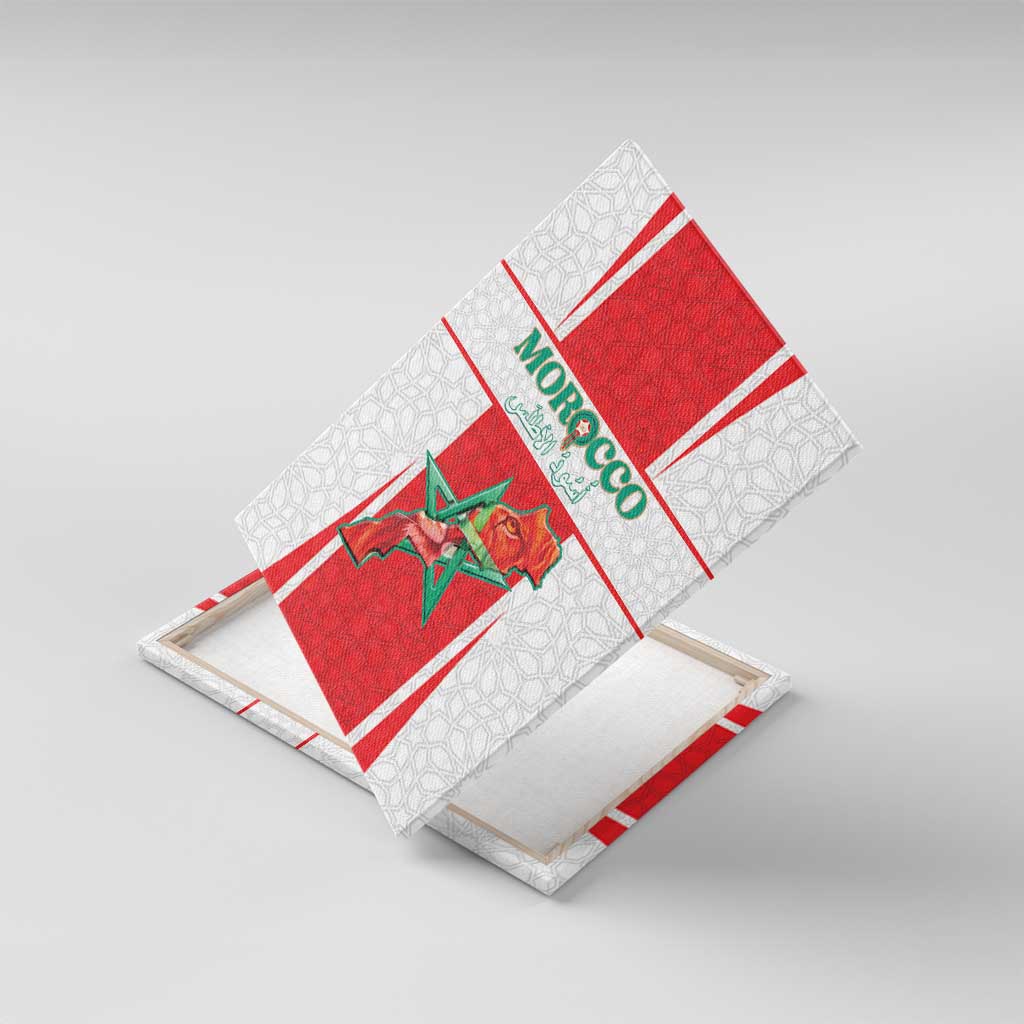 Morocco Football Canvas Wall Art Atlas Lions Champions 2025 - White - African Pride