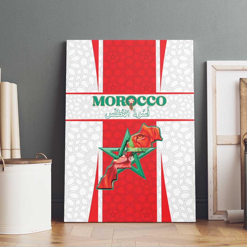 Morocco Football Canvas Wall Art Atlas Lions Champions 2025 - White - African Pride