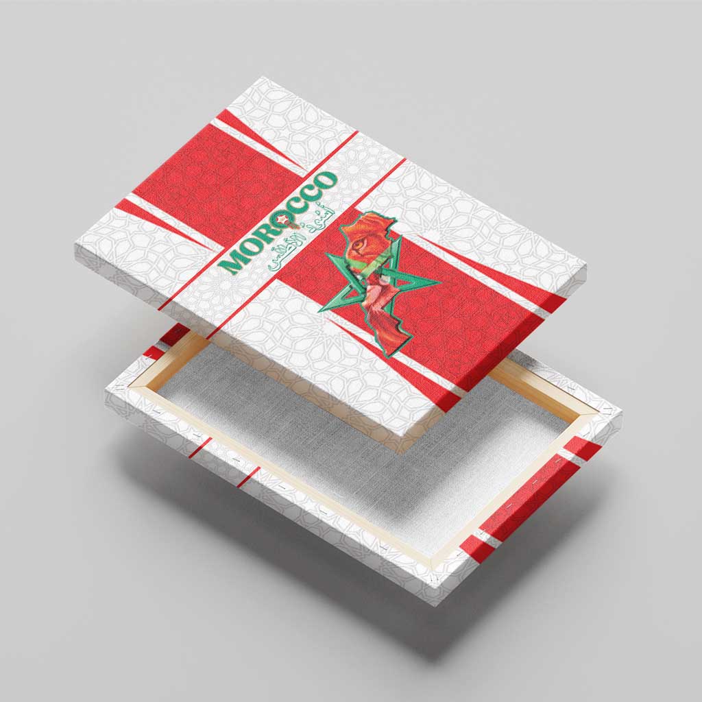 Morocco Football Canvas Wall Art Atlas Lions Champions 2025 - White - African Pride