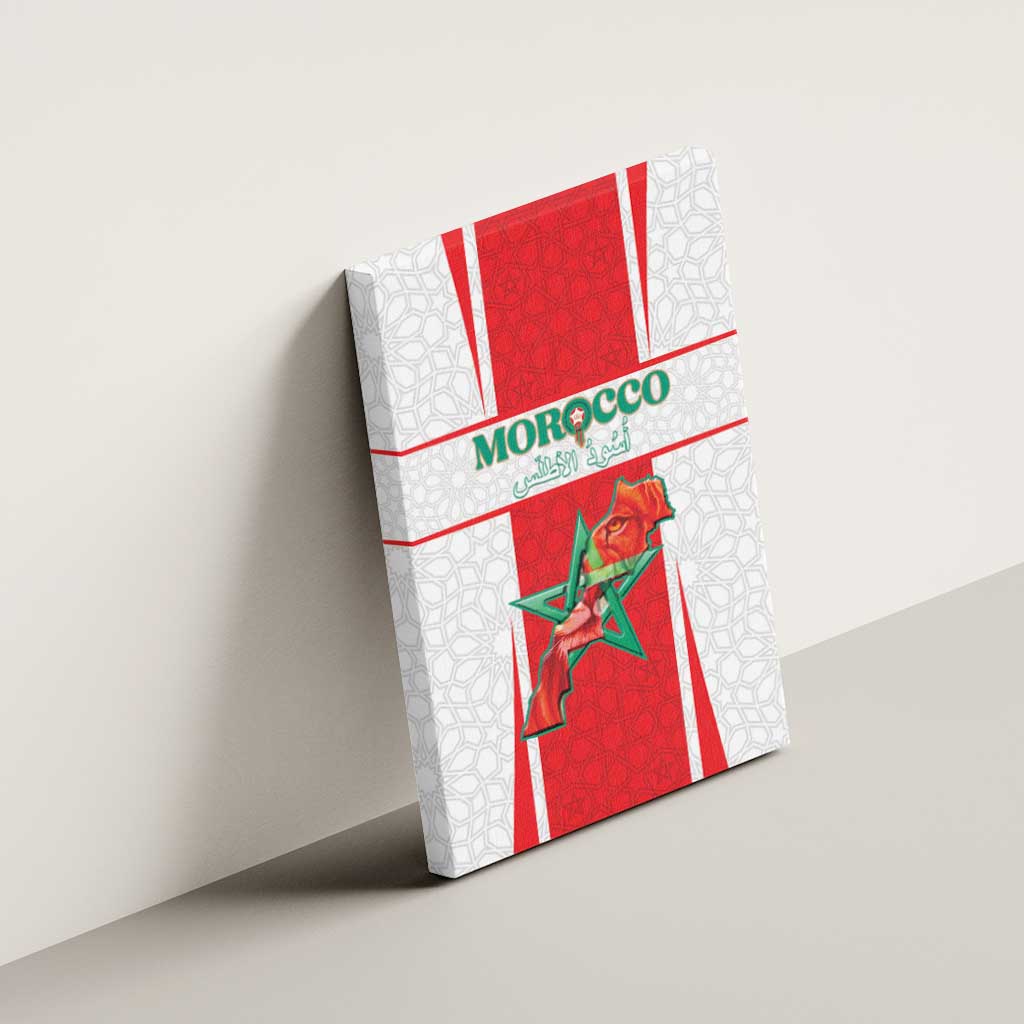 Morocco Football Canvas Wall Art Atlas Lions Champions 2025 - White - African Pride