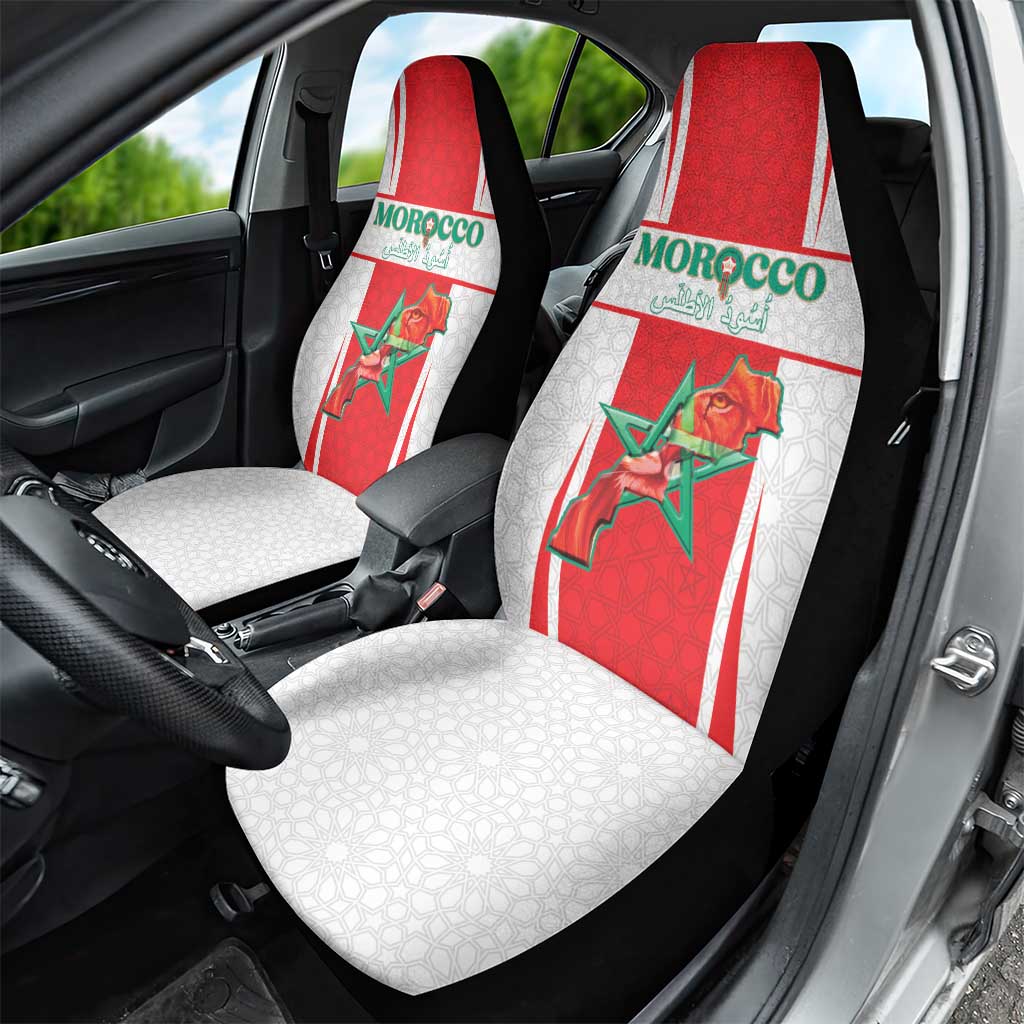 Morocco Football Car Seat Cover Atlas Lions Champions 2025 - White - African Pride
