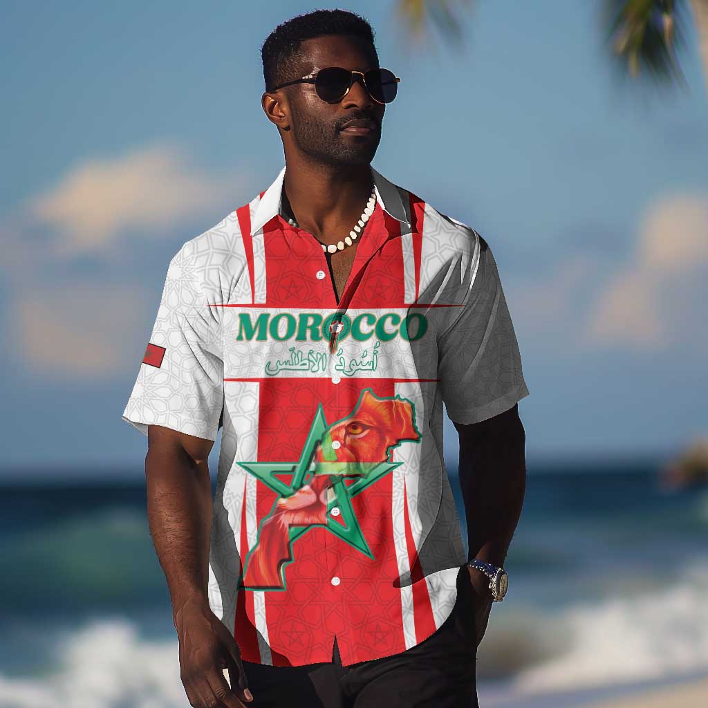 Morocco Football Custom Hawaiian Shirt Atlas Lions Champions 2025 - White - African Pride