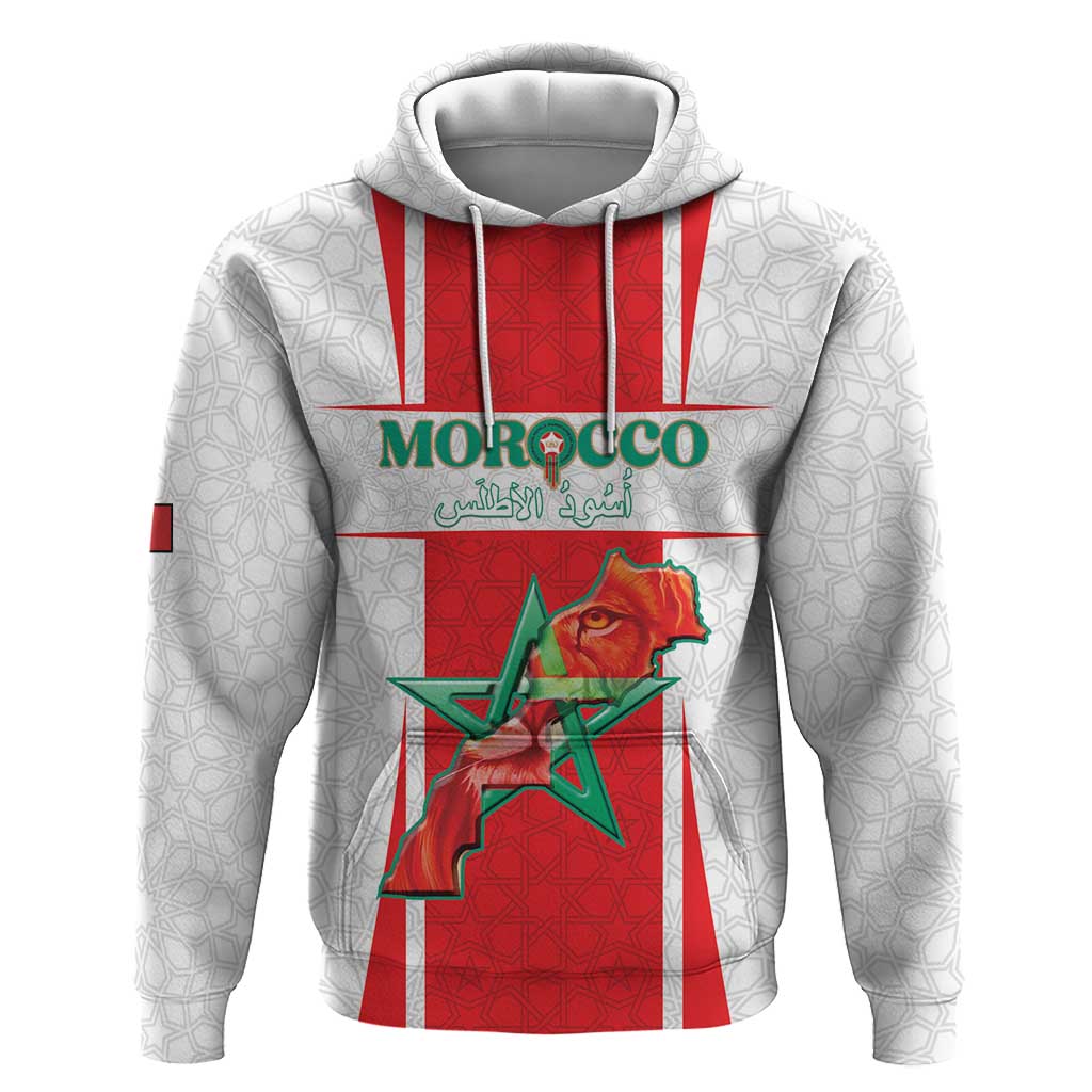Morocco Football Custom Hoodie Atlas Lions Champions 2025 - White - African Pride