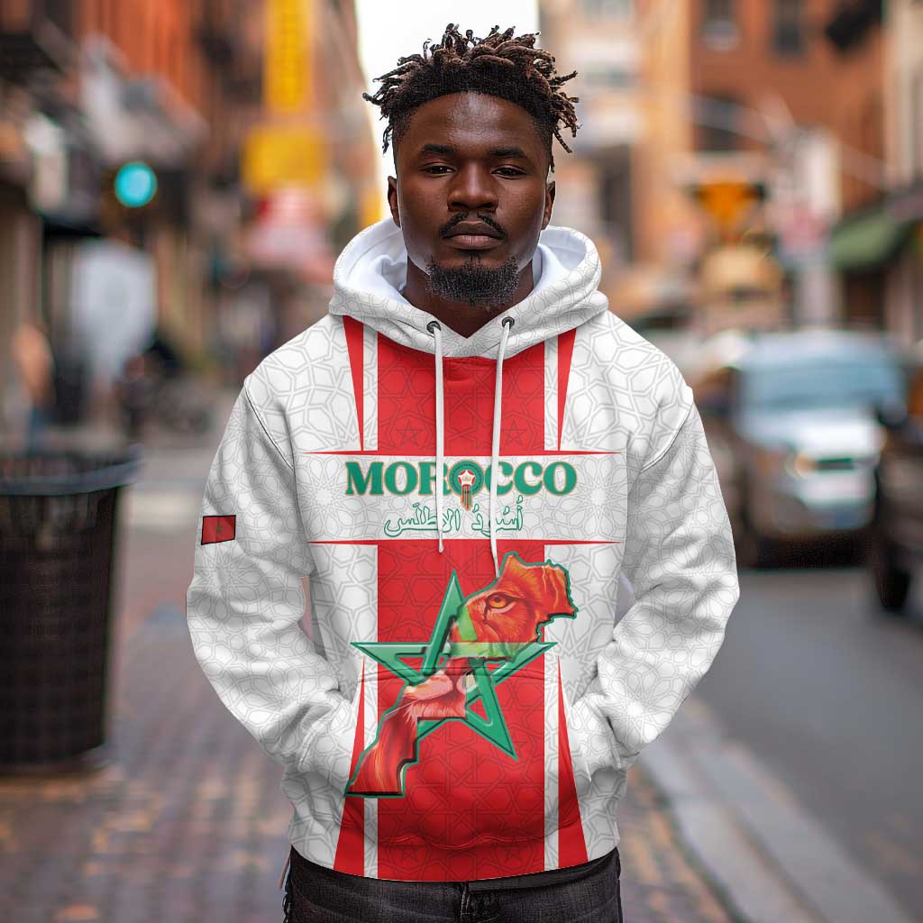 Morocco Football Custom Hoodie Atlas Lions Champions 2025 - White - African Pride