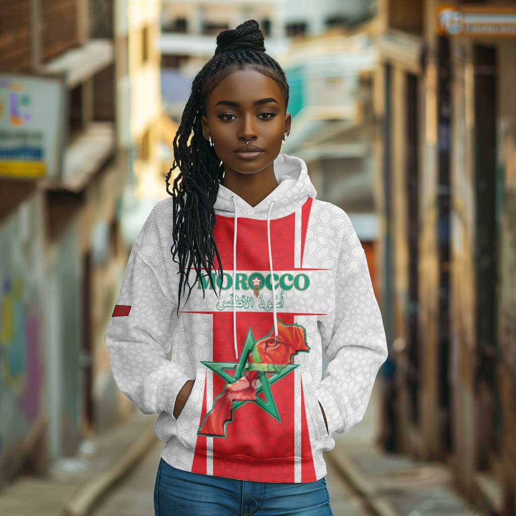 Morocco Football Custom Hoodie Atlas Lions Champions 2025 - White - African Pride