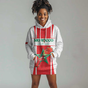 Morocco Football Custom Hoodie Dress Atlas Lions Champions 2025 - White - African Pride
