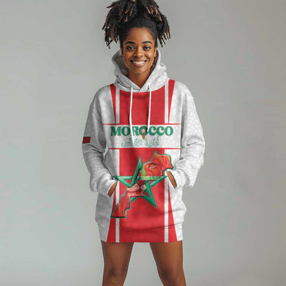 Morocco Football Custom Hoodie Dress Atlas Lions Champions 2025 - White - African Pride