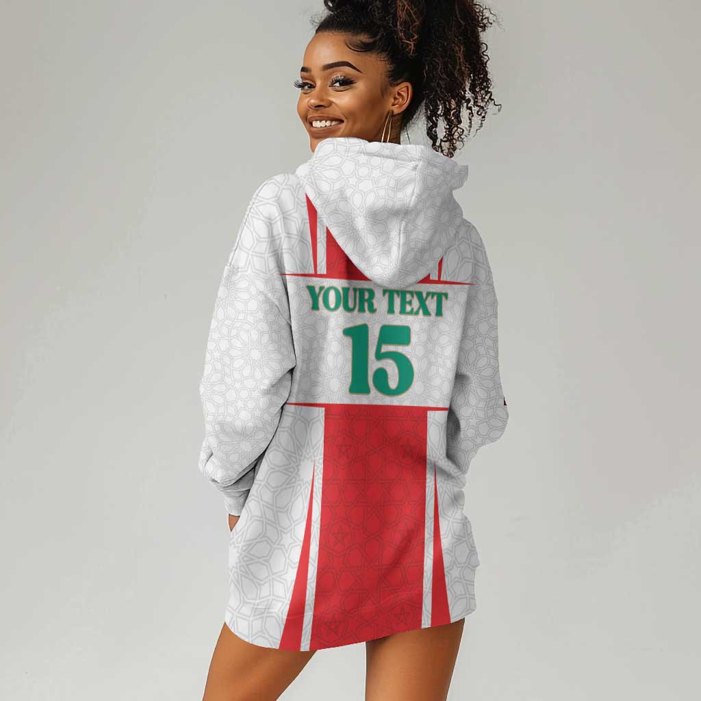 Morocco Football Custom Hoodie Dress Atlas Lions Champions 2025 - White - African Pride
