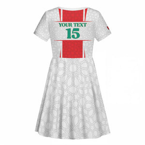 Morocco Football Custom Kid Short Sleeve Dress Atlas Lions Champions 2025 - White - African Pride