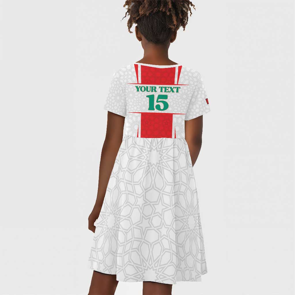 Morocco Football Custom Kid Short Sleeve Dress Atlas Lions Champions 2025 - White - African Pride