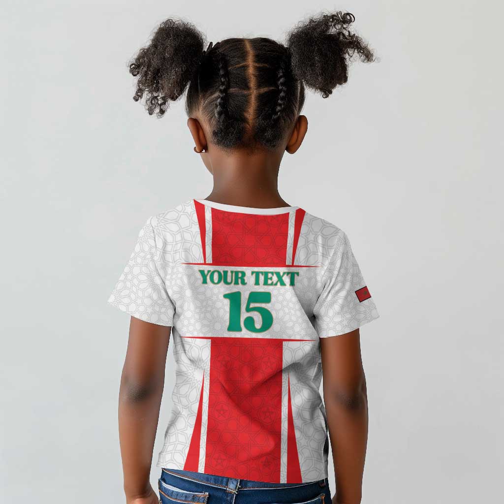 Morocco Football Custom Kid T shirt Atlas Lions Champions 2025 - White - African Pride