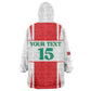 Morocco Football Custom Kid Wearable Blanket Hoodie Atlas Lions Champions 2025 - White - African Pride