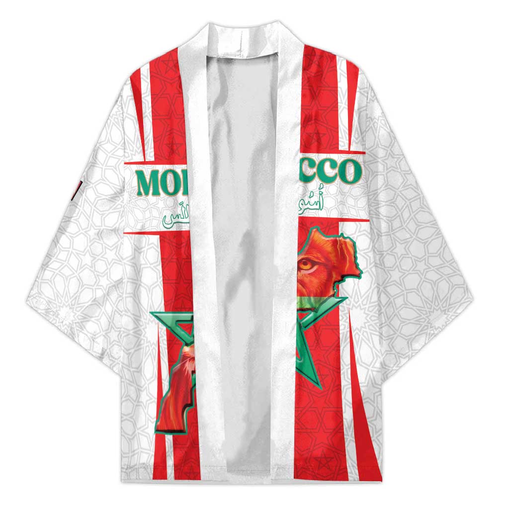 Custom Morocco Football Kimono Go Champions Atlas Lions - White