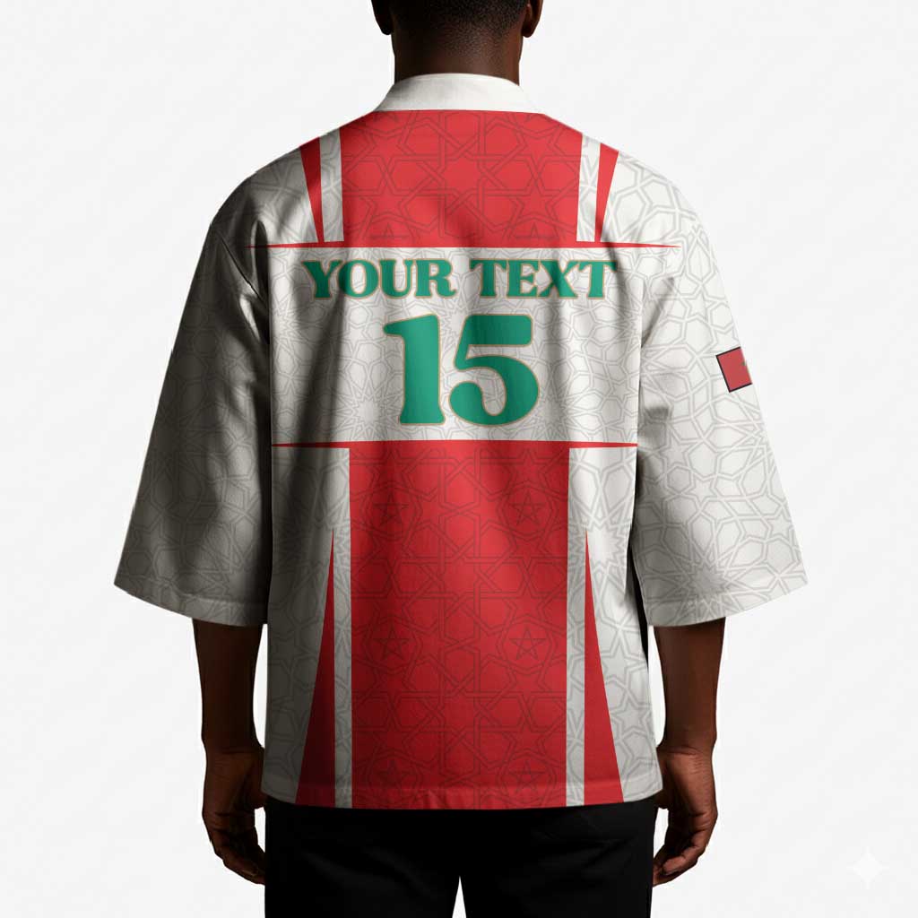 Custom Morocco Football Kimono Go Champions Atlas Lions - White