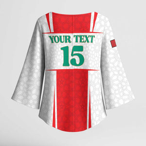 Custom Morocco Football Kimono Sleeve Blouse Go Champions Atlas Lions - White