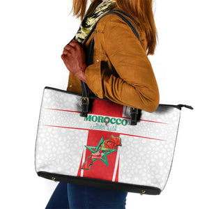 Morocco Football Leather Tote Bag Atlas Lions Champions 2025 - White - African Pride