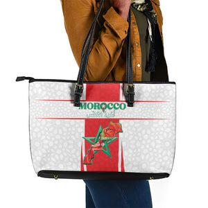 Morocco Football Leather Tote Bag Atlas Lions Champions 2025 - White - African Pride