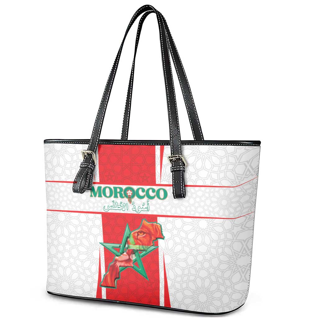 Morocco Football Leather Tote Bag Atlas Lions Champions 2025 - White - African Pride
