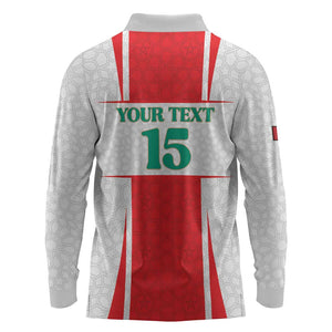 Morocco Football Custom Long Sleeve Polo Shirt Atlas Lions Champions 2025 - White - African Pride