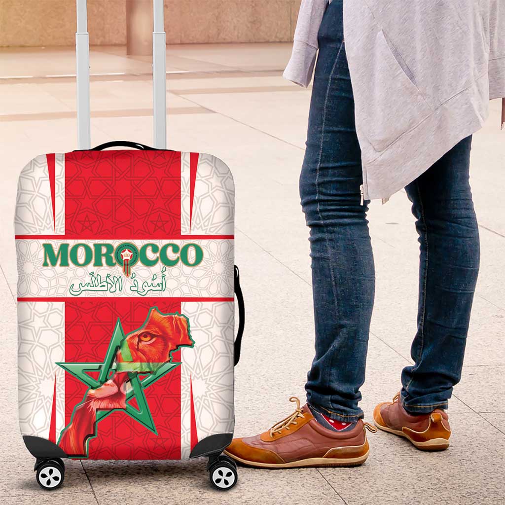 Morocco Football Luggage Cover Atlas Lions Champions 2025 - White - African Pride